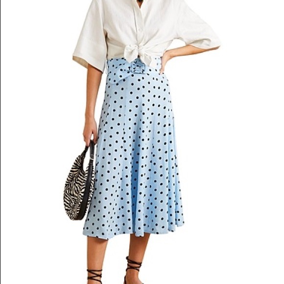 NWT Faithfull the Brand Luda midi skirt Sylve polka dot blue skirt - Picture 1 of 6